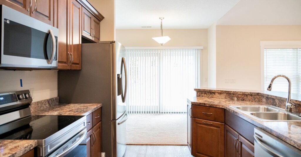 The Orchard at Golden Years in Fort Wayne, IN, Jonathan model, kitchen